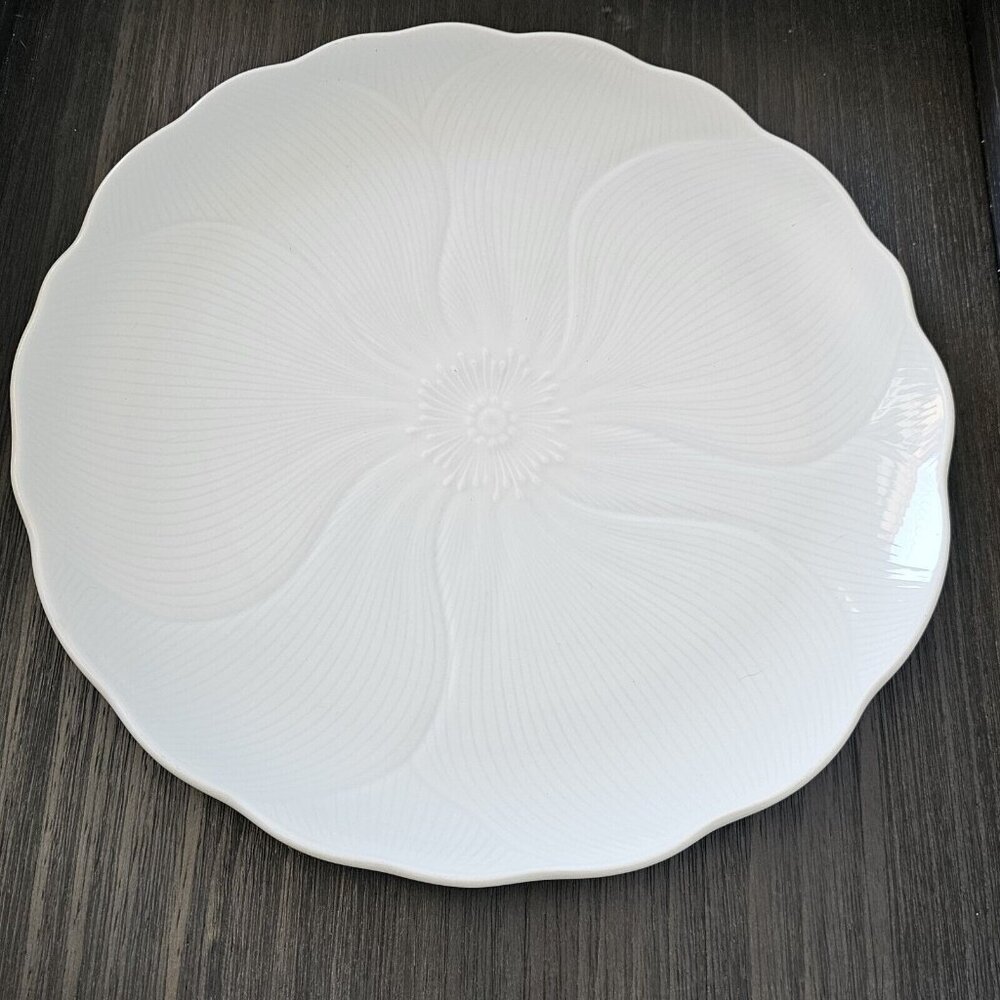 Mikasa Magnolia Chop Plate Platter 12.75" flower emboss Spring Line Larry Laslo